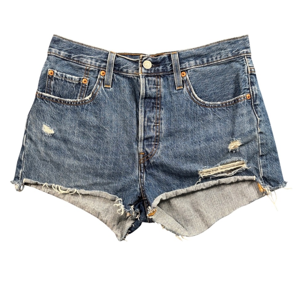 Levi's 501‎ Shorts Womens 30 High Rise Distressed Cutoff Y2K Festival Denim